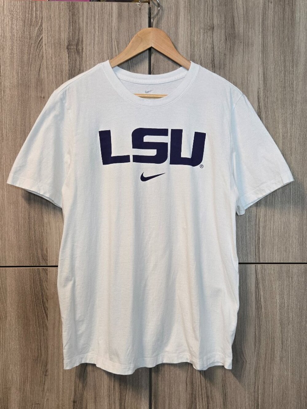 Nike LSU Louisiana State University Tee Mens Collegiate Spell Out Football L